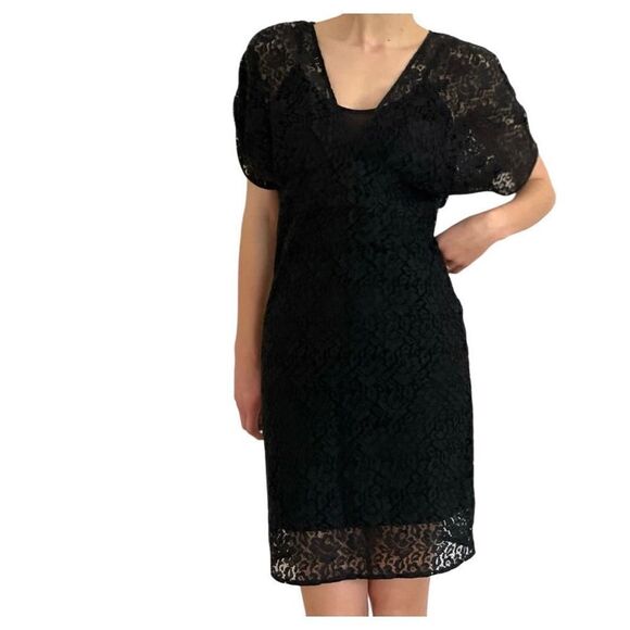 New Zara Collection Little Black Lace Cocktail Mini Dress Women’s Size Medium 8 - Picture 2 of 4